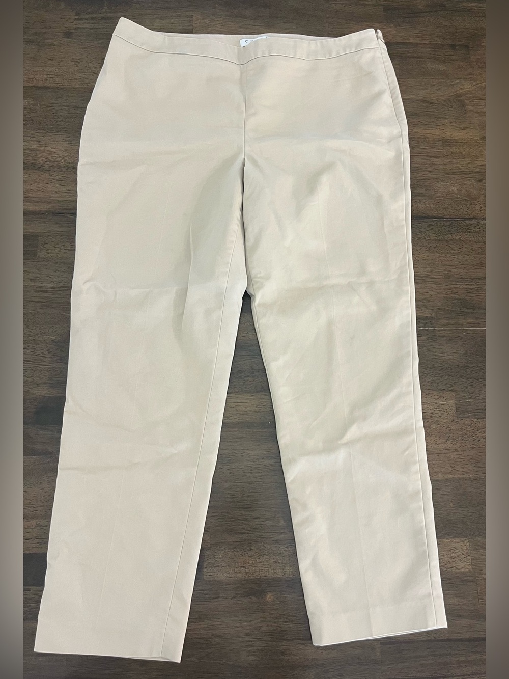 Chaus New York Beige Straight-Leg Womens Pants Sz 14 Business Career Work Office